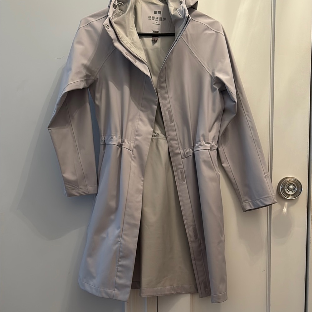 Stylish Gray Hooded Raincoat